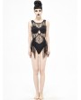 Devil Fashion Black Gothic Lace One-Piece Swimsuit