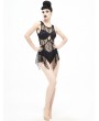 Devil Fashion Black Gothic Lace One-Piece Swimsuit