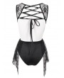 Devil Fashion Black Gothic Lace One-Piece Swimsuit