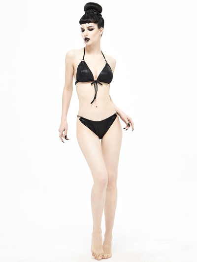 Devil Fashion Black Gothic Two-Piece Bikini Set