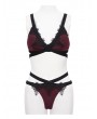 Devil Fashion Black and Red Gothic Sexy Lace Two-Piece Bikini Set