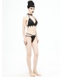 Devil Fashion Black Gothic Sexy Lace Two-Piece Swimsuit Set