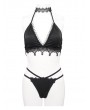 Devil Fashion Black Gothic Sexy Lace Two-Piece Swimsuit Set