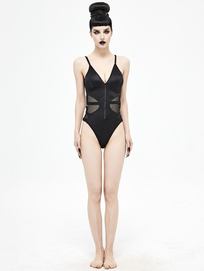 Devil Fashion Black Gothic Punk One-Piece Swimsuit