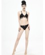 Devil Fashion Black Gothic Sexy Tassel Two-Piece Bikini Set