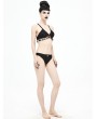 Devil Fashion Black Gothic Sexy Tassel Two-Piece Bikini Set