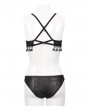 Devil Fashion Black Gothic Sexy Tassel Two-Piece Bikini Set