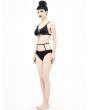 Devil Fashion Dark Blue Gothic Velvet Sexy Two-Piece Swimsuit Set