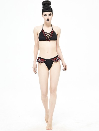 Devil Fashion Black and Red Gothic Sexy Two-Piece Bikini Set