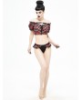 Devil Fashion Black and Red Plaid Gothic Cute Two-Piece Swimsuit Set