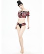 Devil Fashion Black and Red Plaid Gothic Cute Two-Piece Swimsuit Set