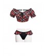 Devil Fashion Black and Red Plaid Gothic Cute Two-Piece Swimsuit Set