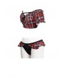Devil Fashion Black and Red Plaid Gothic Cute Two-Piece Swimsuit Set