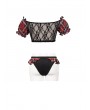 Devil Fashion Black and Red Plaid Gothic Cute Two-Piece Swimsuit Set