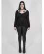 Punk Rave Black Gothic Lace Long Sleeve Irregular Plus Size T-Shirt for Women
