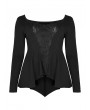 Punk Rave Black Gothic Lace Long Sleeve Irregular Plus Size T-Shirt for Women