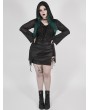 Punk Rave Black Gothic Punk Perspective Printed Hooded Plus Size T-Shirt for Women