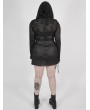 Punk Rave Black Gothic Punk Perspective Printed Hooded Plus Size T-Shirt for Women