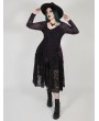 Punk Rave Dark Violet Gothic Gorgeous V-Neck Lace Long Sleeve Plus size Shirt for Women