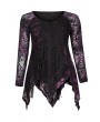Punk Rave Dark Violet Gothic Gorgeous V-Neck Lace Long Sleeve Plus size Shirt for Women