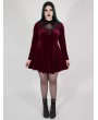 Punk Rave Wine Red Gothic Velvet Dark Night Vines Short Plus Size Dress