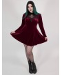 Punk Rave Wine Red Gothic Velvet Dark Night Vines Short Plus Size Dress