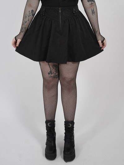 Punk Rave Black Gothic Grunge Short Plus Size Skirt