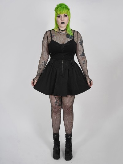 Punk Rave Black Gothic Grunge Short Plus Size Skirt 