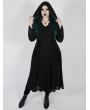 Punk Rave Black Gothic Dark Moon Long Hooded Plus Size Coat for Women