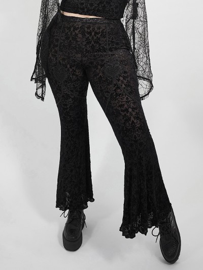 Punk Rave Dark Gothic Velvet Plus Size Flared Pants for Women