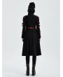 Punk Rave Black and Red Gothic Punk Military Casual Mid Length Coat for Women