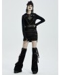 Punk Rave Black Gothic Punk Chain Hooded Short Coat for Women