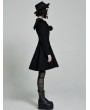 Punk Rave Black Gothic Lolita Mid Length Winter Warm Hooded Coat for Women