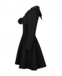 Punk Rave Black Gothic Lolita Mid Length Winter Warm Hooded Coat for Women