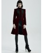 Punk Rave Dark Red Vintage Gothic Velvet Mid Length Tail Coat for Women