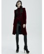 Punk Rave Dark Red Vintage Gothic Velvet Mid Length Tail Coat for Women