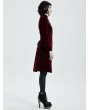 Punk Rave Dark Red Vintage Gothic Velvet Mid Length Tail Coat for Women