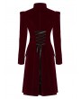 Punk Rave Dark Red Vintage Gothic Velvet Mid Length Tail Coat for Women