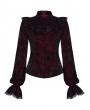 Punk Rave Dark Red Gothic Gorgeous Velvet Long Sleeve Shirt for Women