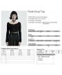 Punk Rave Black Gothic Punk Crop Long Sleeve Short T-Shirt for Women