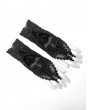 Punk Rave Black Gothic Velvet Lace Gloves for Women