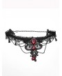 Punk Rave Black Lace Gothic Gem Necklace for Women