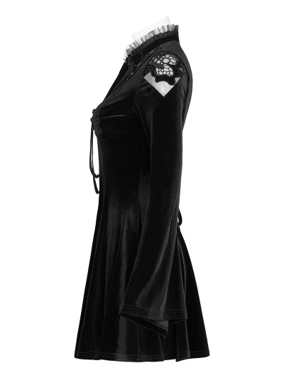 Punk Rave Black Cute Gothic Velvet Long Sleeve Daily Wear Short Dress -  DarkinCloset.com