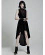 Punk Rave Black Retro Gothic Sexy Velvet High-Low Sleeveless Dress