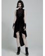 Punk Rave Black Retro Gothic Sexy Velvet High-Low Sleeveless Dress