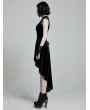 Punk Rave Black Retro Gothic Sexy Velvet High-Low Sleeveless Dress