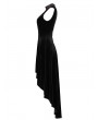 Punk Rave Black Retro Gothic Sexy Velvet High-Low Sleeveless Dress