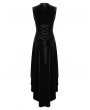 Punk Rave Black Retro Gothic Sexy Velvet High-Low Sleeveless Dress