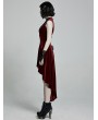 Punk Rave Red Retro Gothic Sexy Velvet High-Low Sleeveless Dress