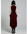 Punk Rave Red Retro Gothic Sexy Velvet High-Low Sleeveless Dress